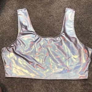 Holographic silver crop top
